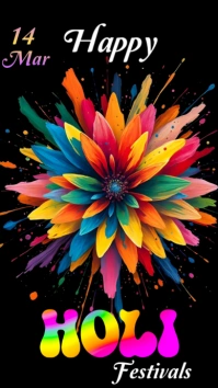 Black Maximalist Happy Holi  Digital Display (9:16) template