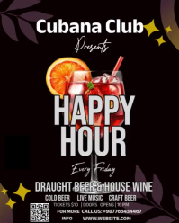 Black Maximalist Happy Hour Club Party Night Party Instagram Portrait template