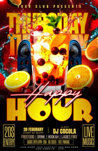 Black Happy Hour Event Halv side bred Template