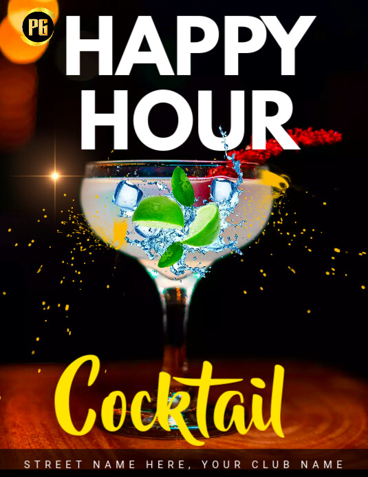 Black Maximalist Happy Hour  Flyer (us Letter) template