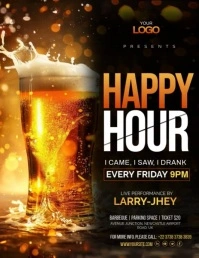 Black Maximalist Happy Hour Free Flyer (us Letter) template