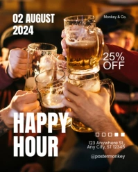 Black Maximalist Happy Hour Instagram Portrait template