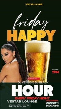 Black Maximalist Happy Hour Night Party Digital Display (9:16) template