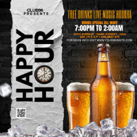 Black Maximalist Happy Hour Poster Flyer Instagram Post template