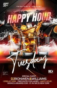 Black Maximalist Happy Hour Tuesday  Half Pag Media Página Ancho template