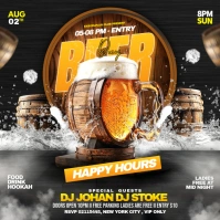 Black Maximalist Happy Hours Beer Drinks Party Editable Template For Your Bar Night Club Instagram P