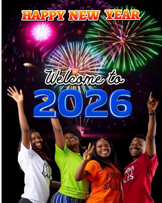 Black Maximalist Happy New Year – Welcome To 2026 Instagram Portrait ...
