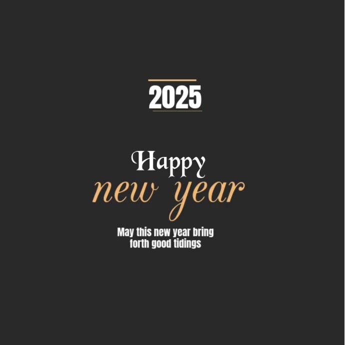 Black Maximalist Happy New Year 2025 Instagram Post Template | PosterMyWall