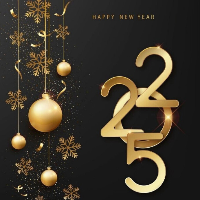 Black Maximalist Happy New Year 2025 Instagram Post Template | PosterMyWall