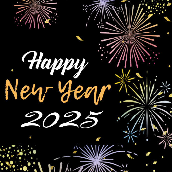 Black Maximalist Happy New Year 2025 Instagram Post Template | PosterMyWall