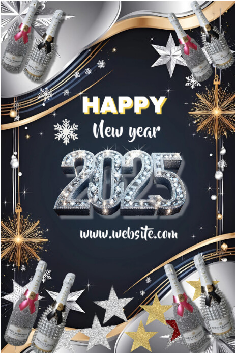 Black Maximalist Happy New Year 2025 Poster Template | PosterMyWall