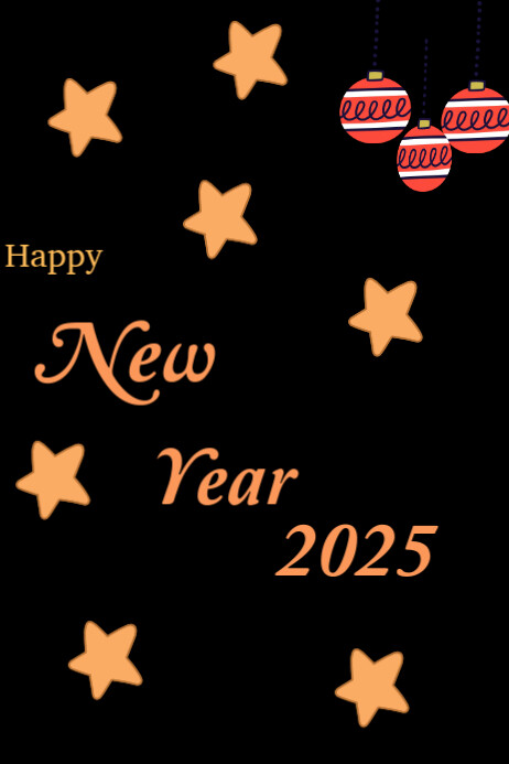Black Maximalist Happy New Year 2025 Poster Template | PosterMyWall