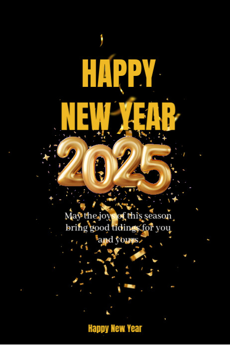 Black Maximalist Happy New Year 2025 Poster Template | PosterMyWall