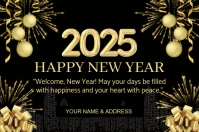 Black Maximalist Happy New Year 2025 Templates  Label Etiqueta