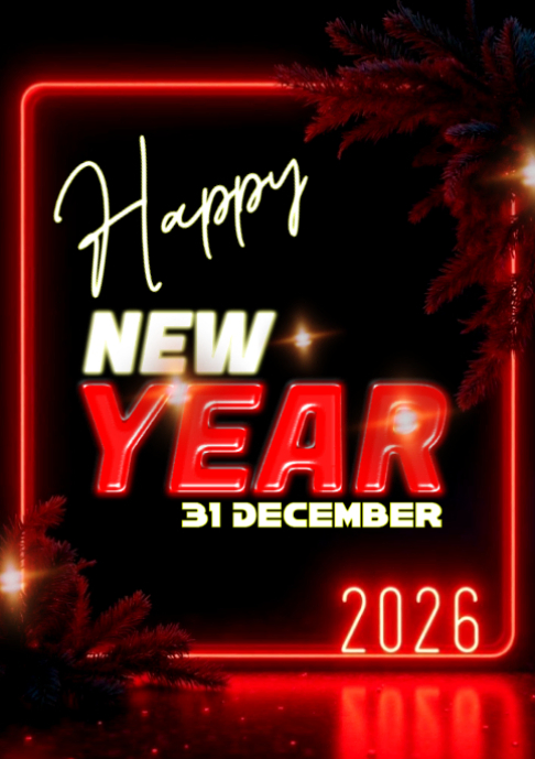 Black Maximalist Happy New Year 2026 A2 Template | PosterMyWall