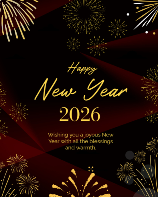 Black Maximalist Happy New Year 2026 Design Instagram Portrait Template ...