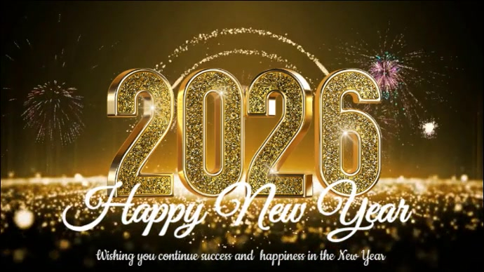 Black Maximalist Happy New Year 2026 Digital Display (16:9) Template ...