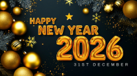 Black Maximalist Happy New Year 2026 Greeting Template Twitter Post