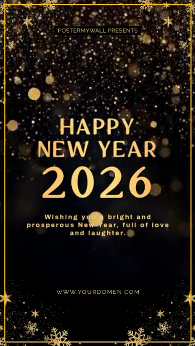 Black Maximalist Happy New Year 2026 Instagram Reel Template | PosterMyWall