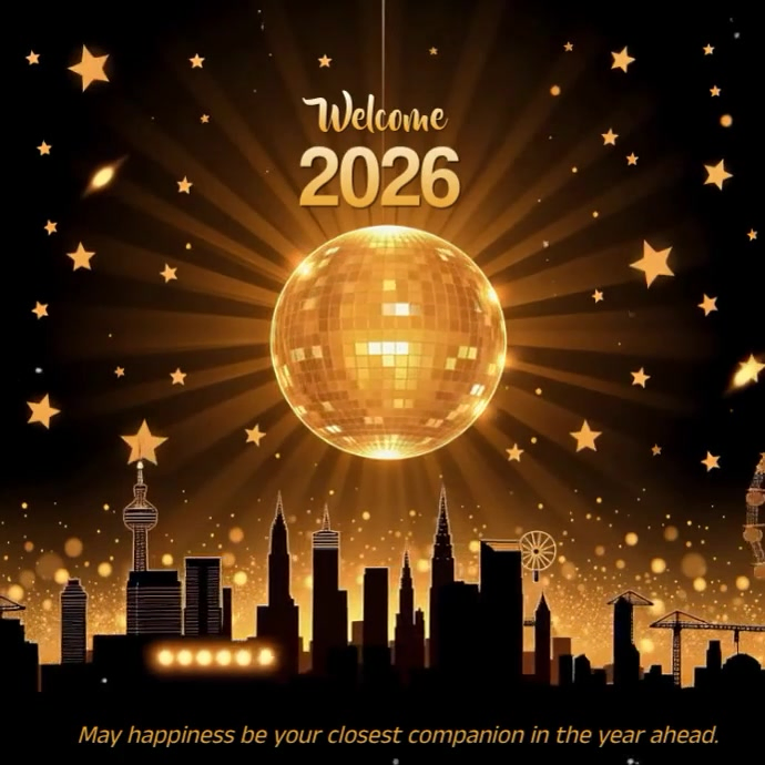Black Maximalist Happy New Year 2026 Instagram Post Template | PosterMyWall