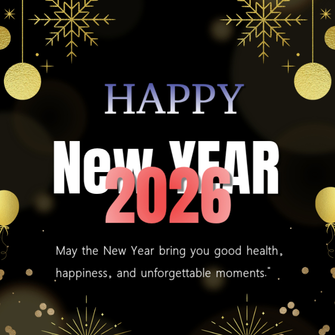 Modèle Black Maximalist Happy New Year 2026 Instagram Post | PosterMyWall