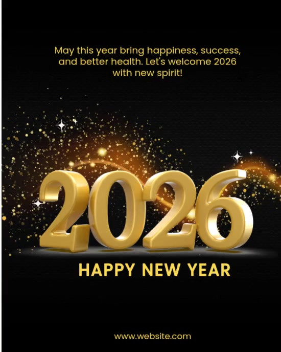Black Maximalist Happy New Year 2026 Instagram Portrait Template ...