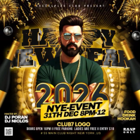 Black Maximalist Happy New Year 2026 Nye Event Flyer Instagram Post template