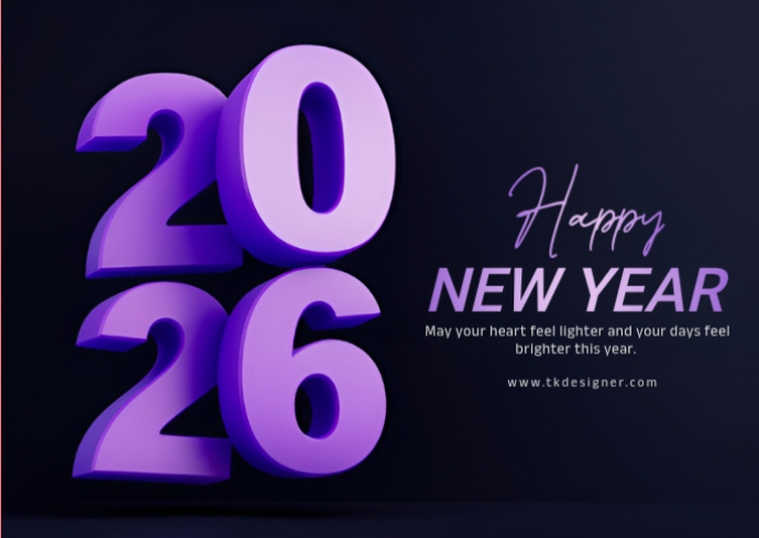 Black Maximalist Happy New Year 2026 Postcard Templat | PosterMyWall