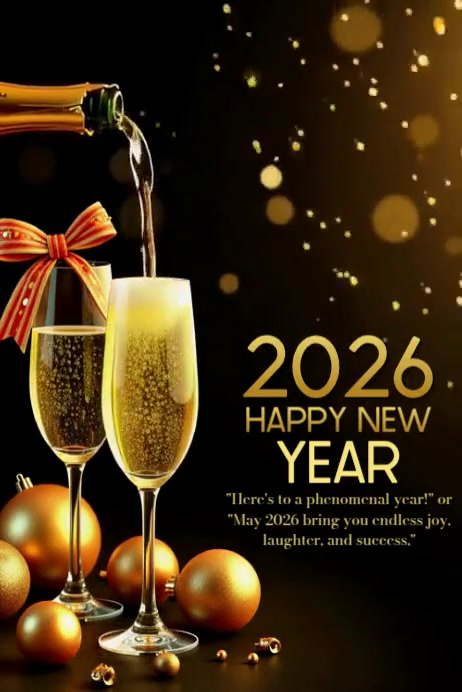 Black Maximalist Happy New Year 2026 Poster Template | PosterMyWall