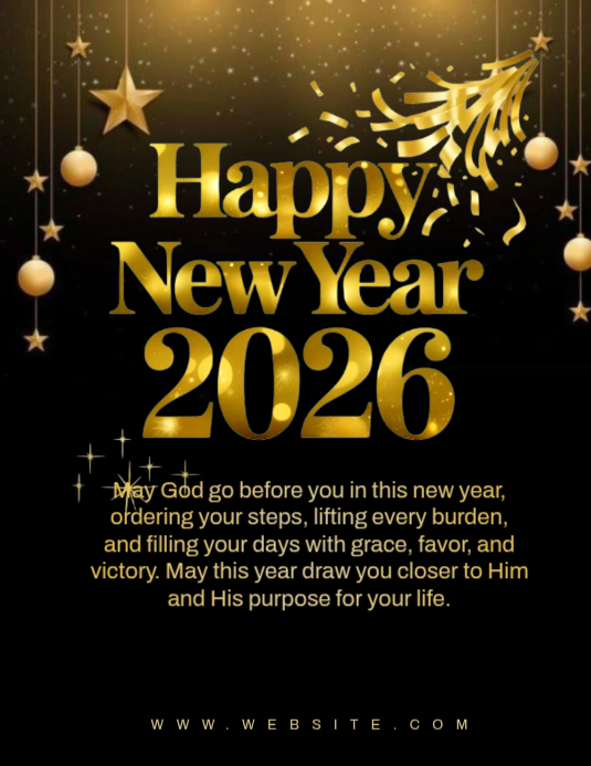 Copie de Black Maximalist Happy New Year 2026 Template Flyer (us Letter ...