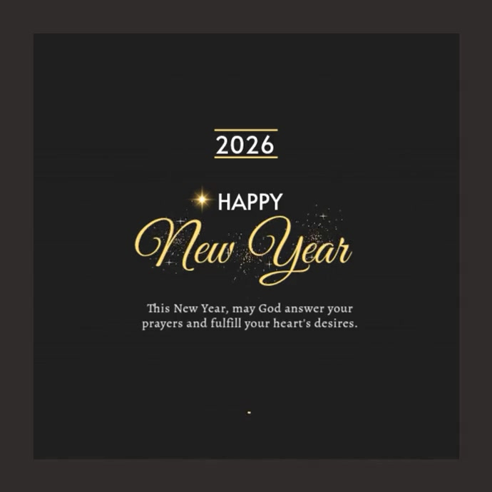 Plantilla de Black Maximalist Happy New Year 2026 Video Card Template ...