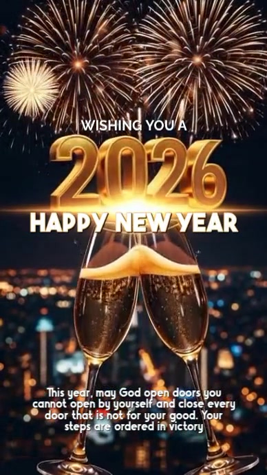 Black Maximalist Happy New Year 2026 Video Digital Display (9:16 ...