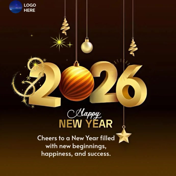 Plantilla de Black Maximalist Happy New Year 2026 Video Template ...