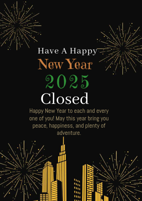 Plantilla de Black Maximalist Happy New Year A4 | PosterMyWall