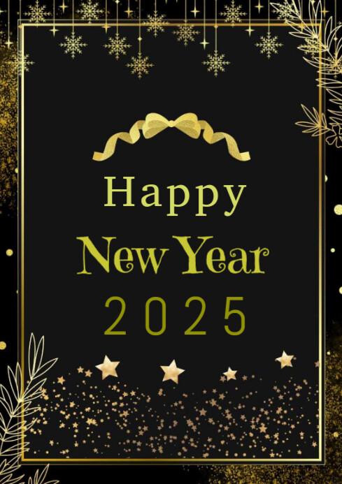 Black Maximalist Happy New Year A4 Template | PosterMyWall