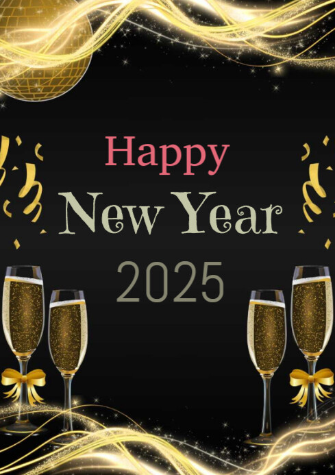 Copy of Black Maximalist Happy New Year A4 | PosterMyWall