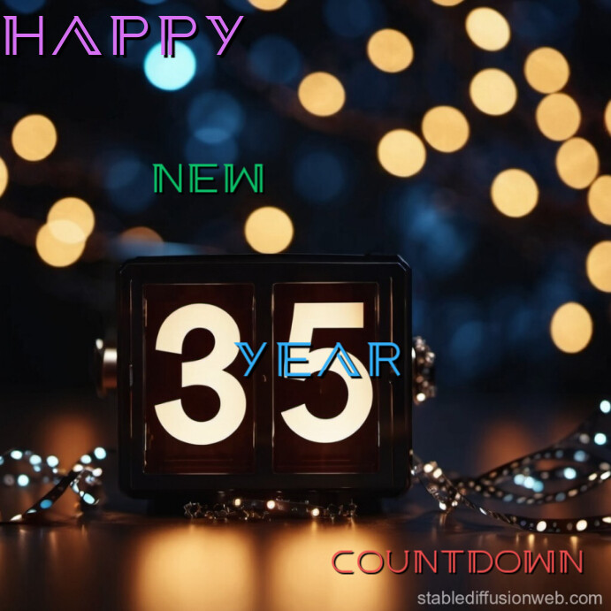Black Maximalist Happy New Year Countdown  Instagram Post template