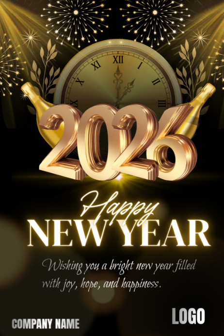 Black Maximalist Happy New Year Design Template Poster | PosterMyWall