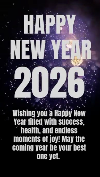Black Maximalist Happy New Year Digital Display (9:16) Templat ...
