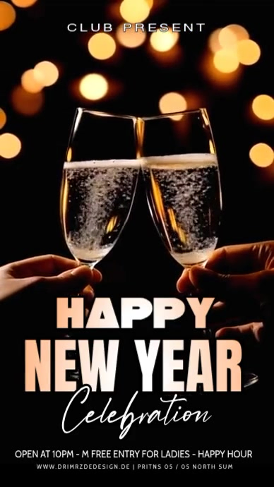 Plantilla de Black Maximalist Happy New Year Digital Display (9:16 ...