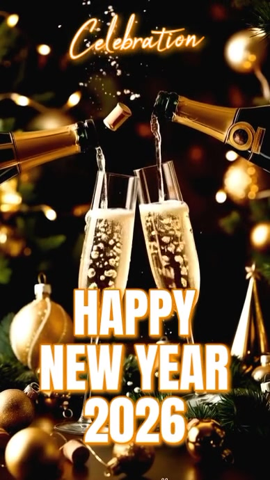 Black Maximalist Happy New Year Digital Display (9:16) Template ...