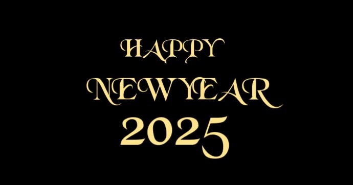 Black Maximalist Happy New Year  Facebook Shared Image template