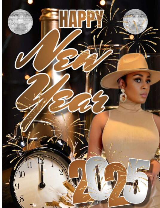 Copy of Black Maximalist Happy New Year Flyer (us Letter) | PosterMyWall