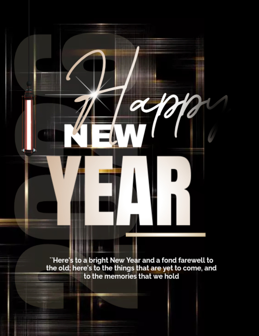Black Maximalist Happy New Year Flyer (us Letter) Template | PosterMyWall