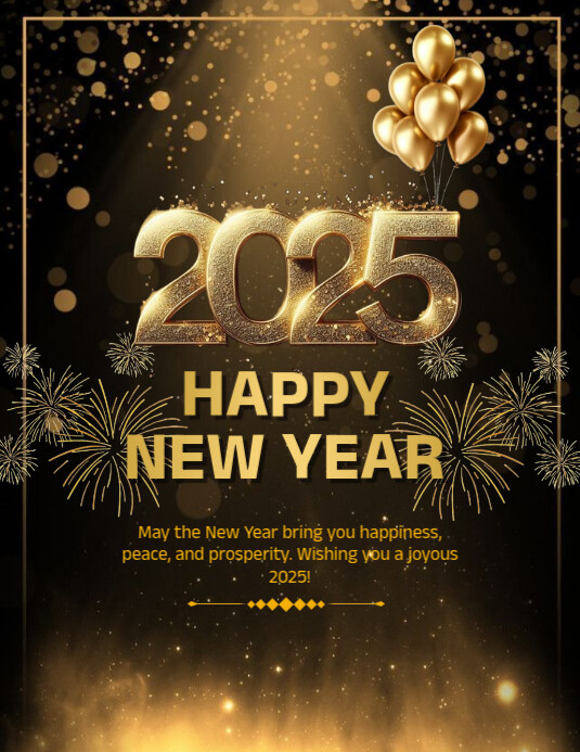 Black Maximalist Happy New Year Flyer (us Letter) Template | PosterMyWall