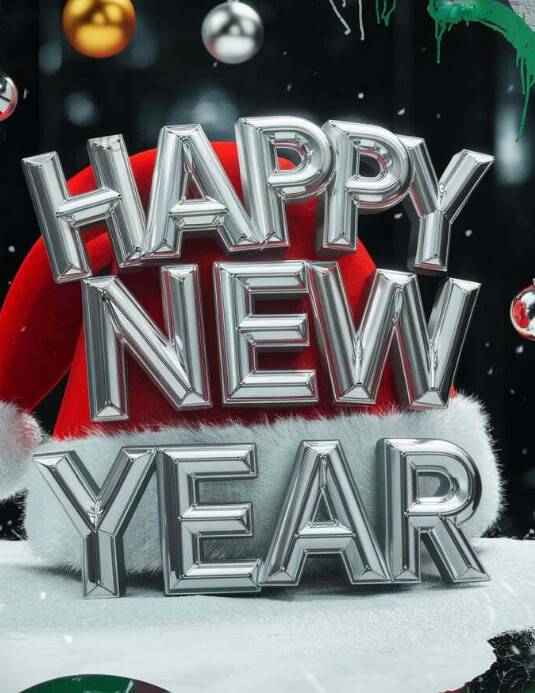 Copy of Black Maximalist Happy New Year Flyer (us Letter) | PosterMyWall
