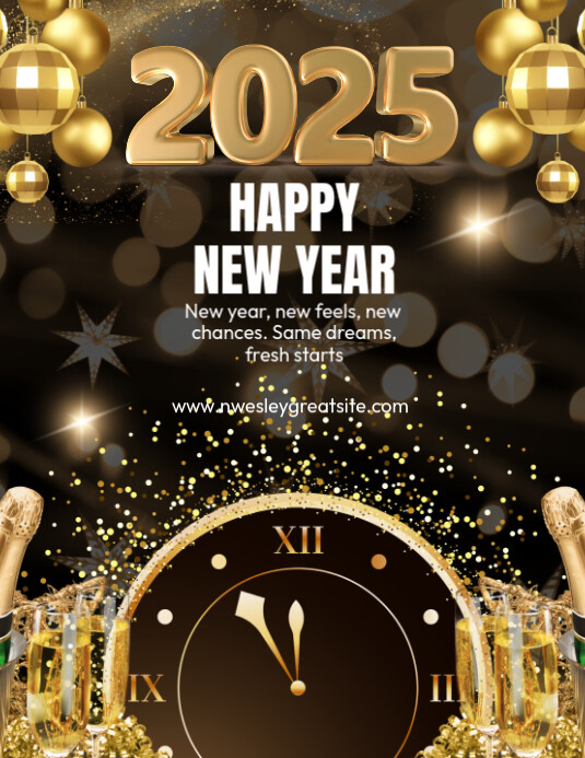 Black Maximalist Happy New Year Flyer (us Letter) Template | PosterMyWall