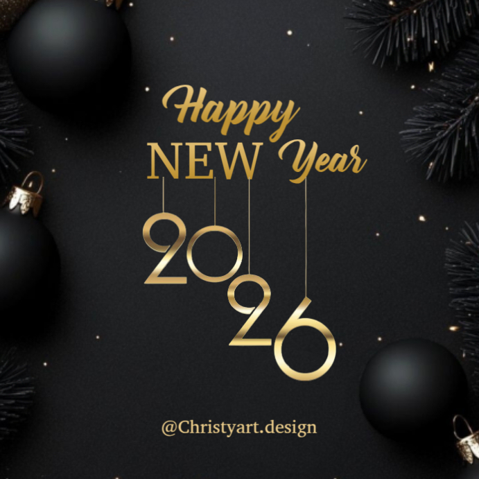 Copy of Black Maximalist Happy New Year Flyer Template Instagram Post ...
