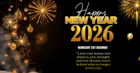 Black Maximalist Happy New Year Greeting Card Facebook Shared Image template