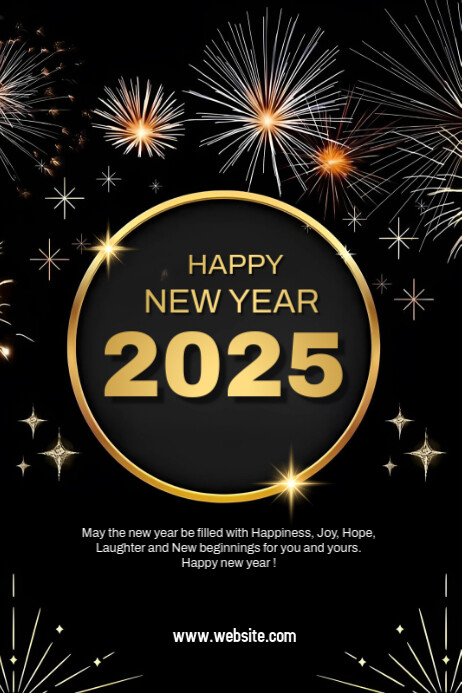Black Maximalist Happy New Year Greeting Poster Template | PosterMyWall